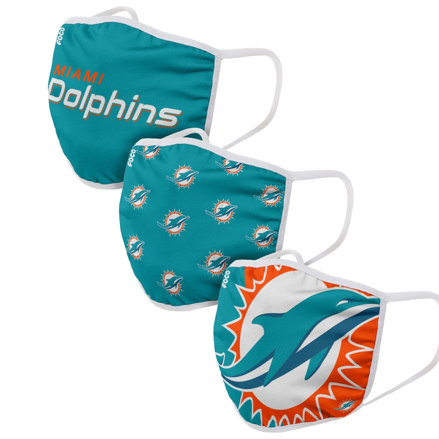  Miami Dolphins Adult Face Covering 3-PackDust mask with filter->miami dolphins->NFL Jersey